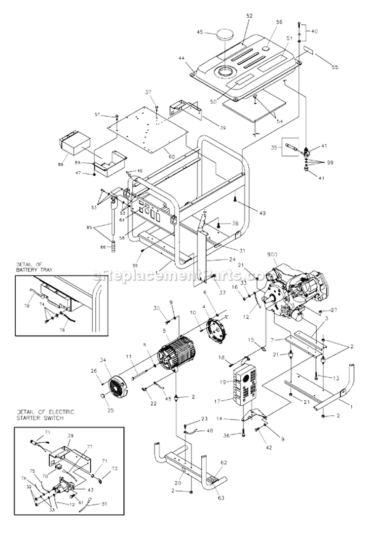 Page C Diagram and Parts List for 030254-0  Briggs and Stratton Generator